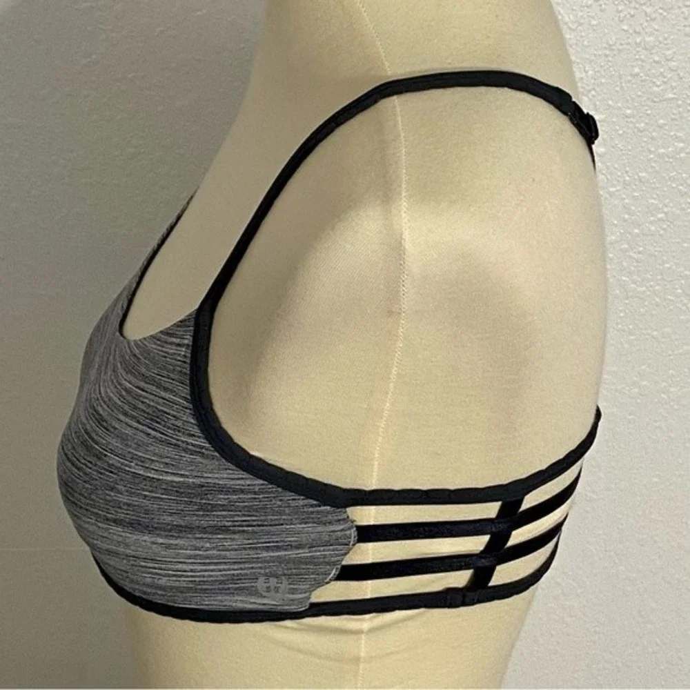 Lululemon Shala Sports Bra Women’s Size 6 Space Dye Grey Black Adjustable Straps